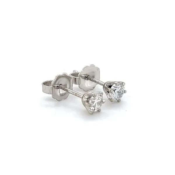 14K White Gold Estate Diamond Stud Earrings