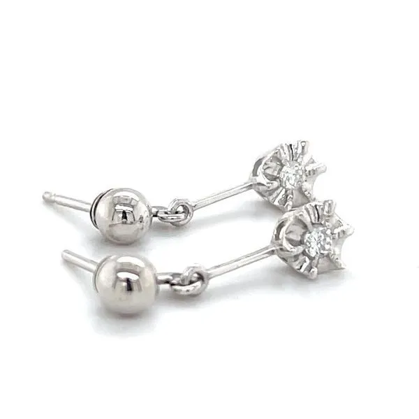 14K White Gold Estate Diamond Drop Earrings