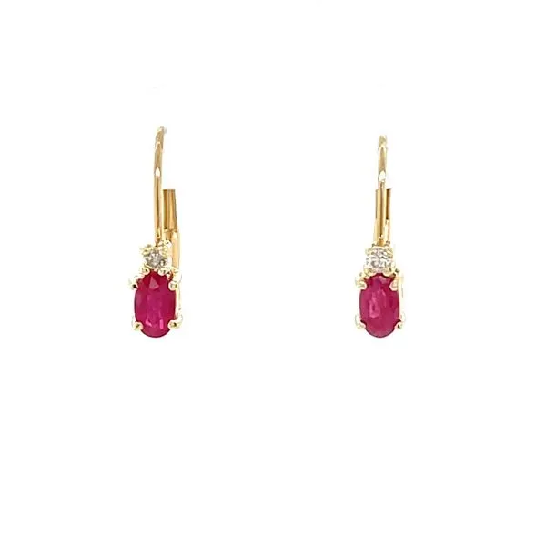 14K Yellow Gold Estate Ruby and Diamond Lever Back Earrings Minor Jewelry Inc. Nashville, TN