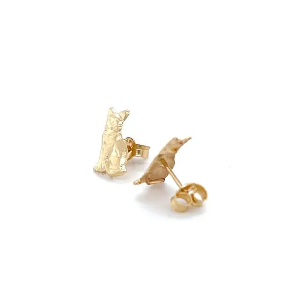 14K Yellow Gold Estate Cat Design Stud Earrings Image 3 Minor Jewelry Inc. Nashville, TN