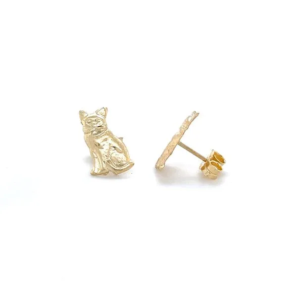 14K Yellow Gold Estate Cat Design Stud Earrings Minor Jewelry Inc. Nashville, TN