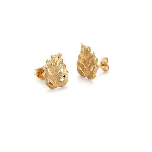 14K Yellow Gold Estate Leaf Stud Earrings Image 2 Minor Jewelry Inc. Nashville, TN