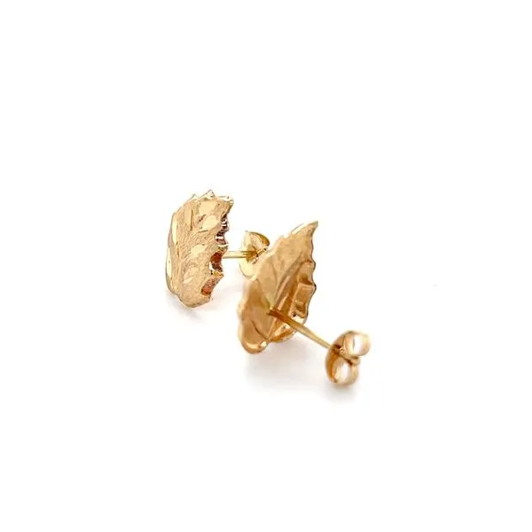 14K Yellow Gold Estate Leaf Stud Earrings Image 3 Minor Jewelry Inc. Nashville, TN