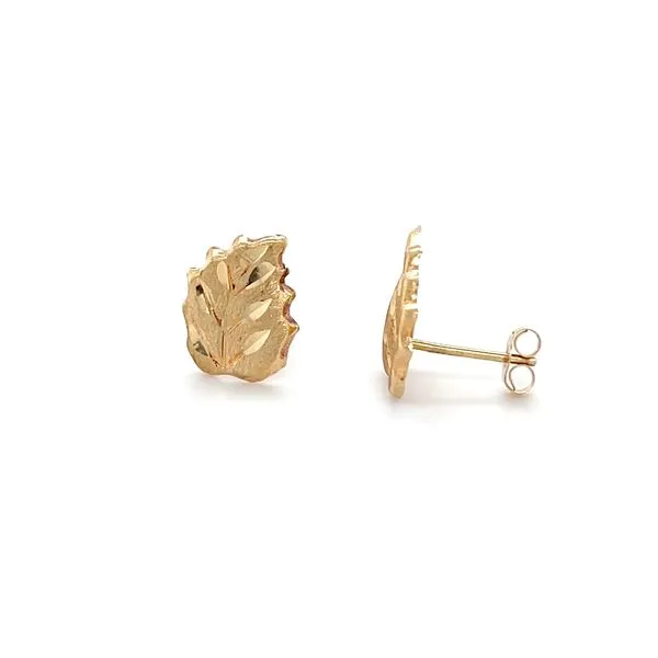 14K Yellow Gold Estate Leaf Stud Earrings Minor Jewelry Inc. Nashville, TN