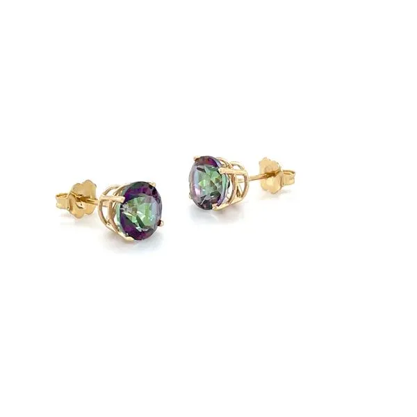 14K Yellow Gold Estate Mystic Topaz Stud Earrings Image 2 Minor Jewelry Inc. Nashville, TN