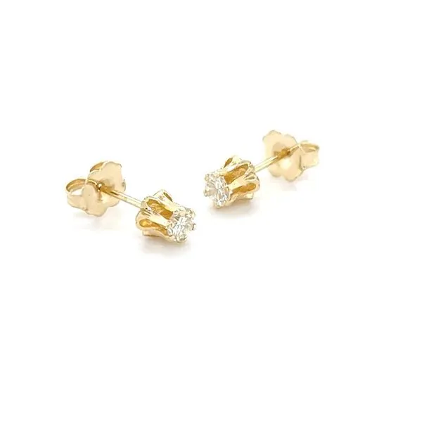 14K Yellow Gold Estate Buttercup Set Diamond Stud Earrings Image 2 Minor Jewelry Inc. Nashville, TN