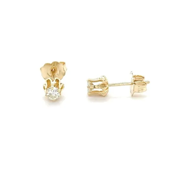 14K Yellow Gold Estate Buttercup Set Diamond Stud Earrings Minor Jewelry Inc. Nashville, TN