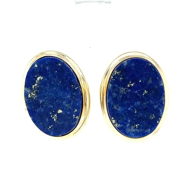 14K Yellow Gold Estate Lapis Lazuli Earrings