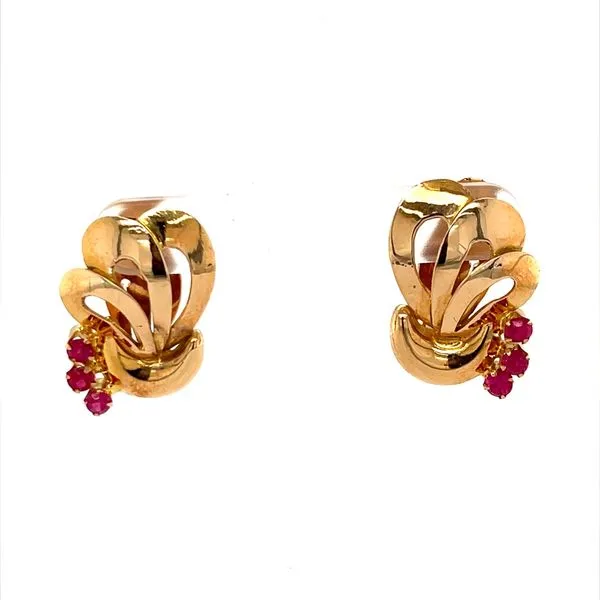 14K Yellow Gold Estate Ruby Clip-On Earrings Minor Jewelry Inc. Nashville, TN