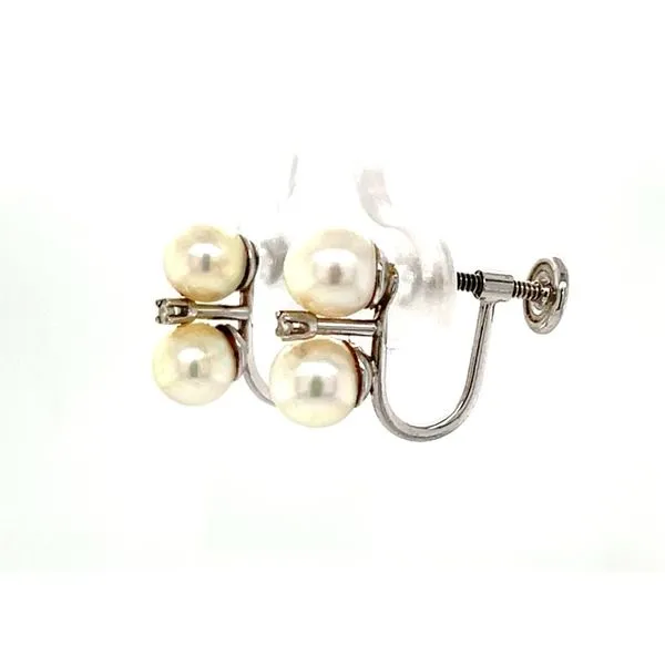 14K White Gold Estate Pearl & Diamond Stud Earrings Minor Jewelry Inc. Nashville, TN