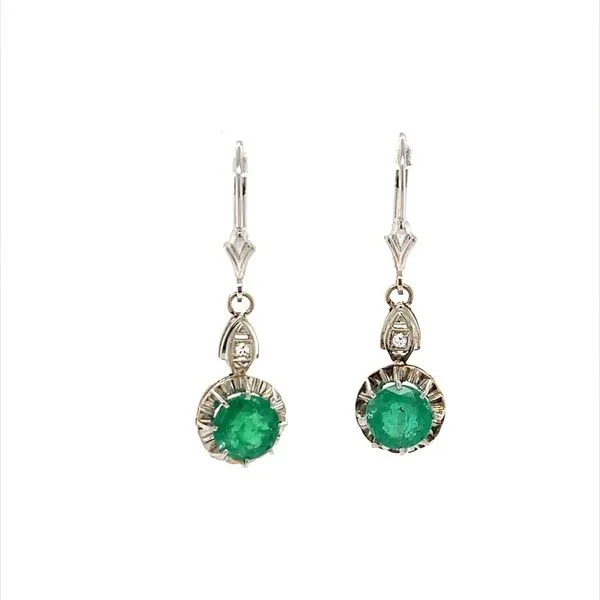 14K White Gold Estate Circa 1950 Emerald Drop Earrings Minor Jewelry Inc. Nashville, TN
