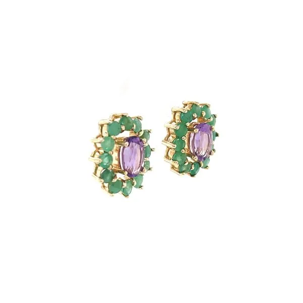 14K Yellow Gold Estate Amethyst and Emerald Earrings Image 3 Minor Jewelry Inc. Nashville, TN