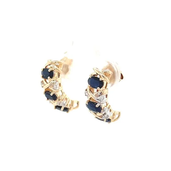 14K Yellow Diamond and Sapphire Earrings Image 2 Minor Jewelry Inc. Nashville, TN