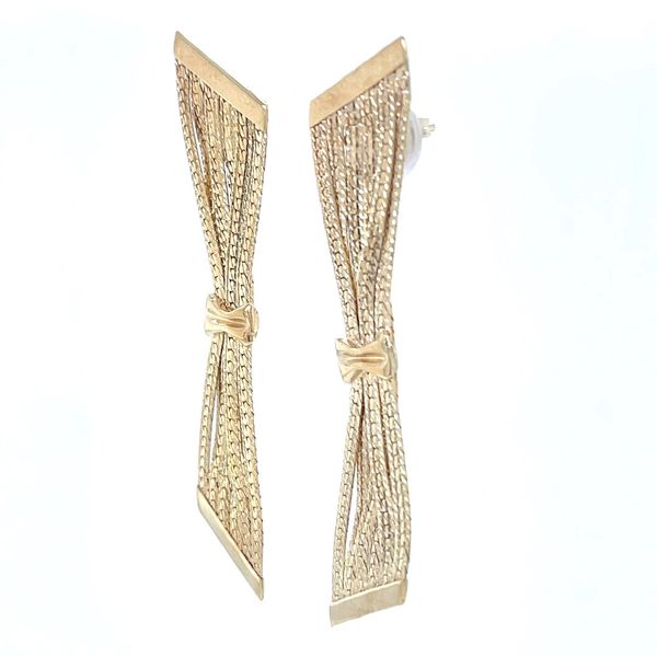 14K Yellow Gold Estate Mesh Bow-tie Dangle Style Earrings Image 2 Minor Jewelry Inc. Nashville, TN