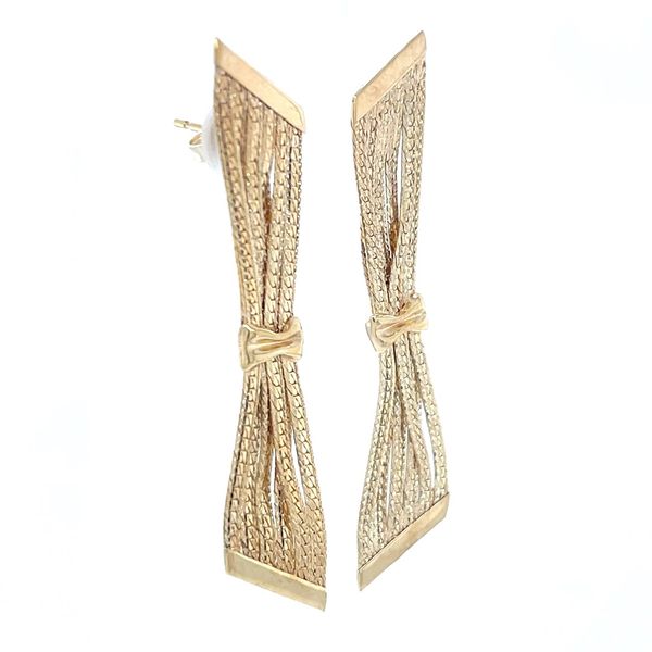 14K Yellow Gold Estate Mesh Bow-tie Dangle Style Earrings Image 3 Minor Jewelry Inc. Nashville, TN