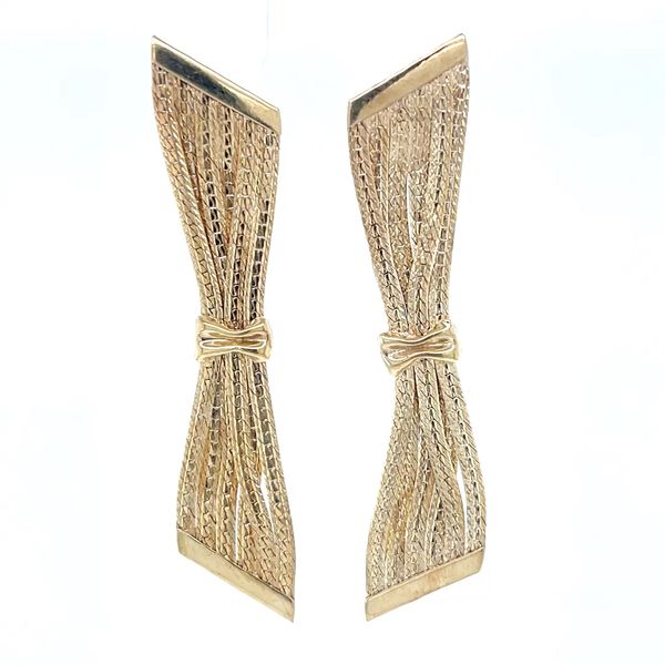 14K Yellow Gold Estate Mesh Bow-tie Dangle Style Earrings Minor Jewelry Inc. Nashville, TN