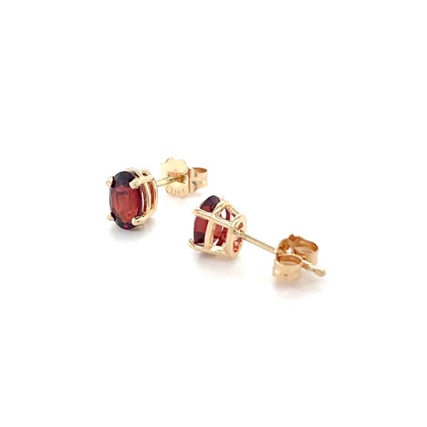 14K Yellow Gold Estate Mined Garnet Stud Earrings Image 2 Minor Jewelry Inc. Nashville, TN