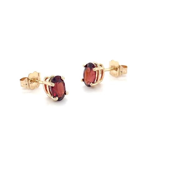 14K Yellow Gold Estate Mined Garnet Stud Earrings Image 3 Minor Jewelry Inc. Nashville, TN