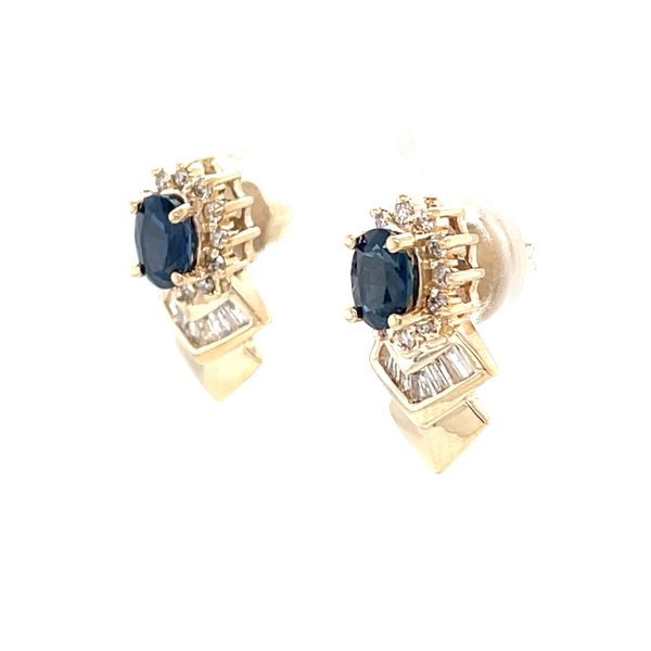 14K Yellow Gold Estate Sapphire and Diamond Earrings Image 3 Minor Jewelry Inc. Nashville, TN