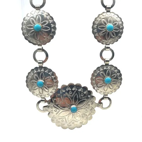 Stainless Steel Estate Synthetic Turquoise Belt Minor Jewelry Inc. Nashville, TN