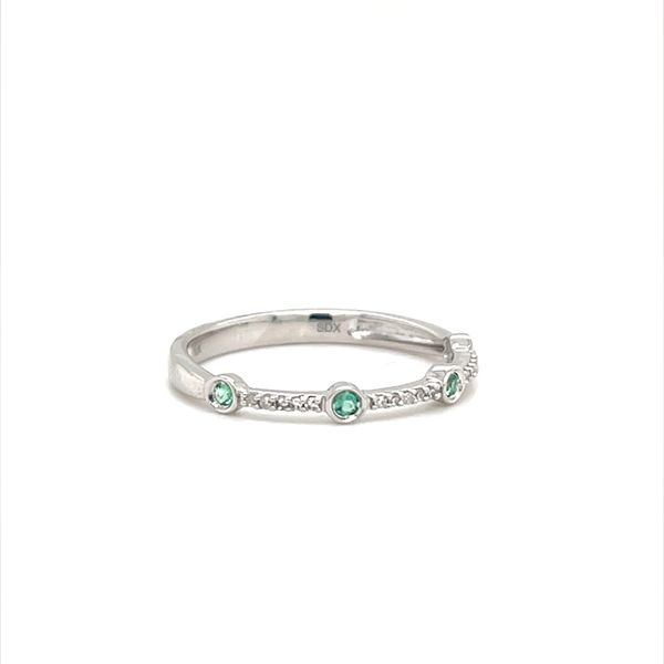 10K White Gold Emerald and Diamond Wedding Band Image 2 Minor Jewelry Inc. Nashville, TN