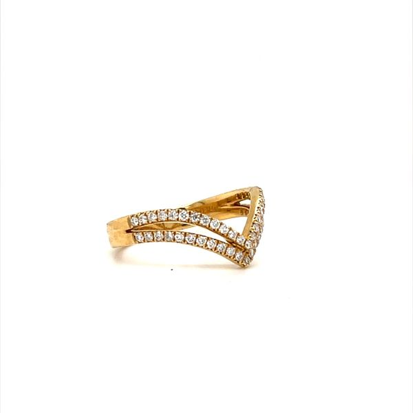 18K Yellow Gold Double Curved Diamond Wedding Band Image 2 Minor Jewelry Inc. Nashville, TN