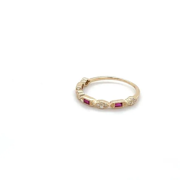 14K Yellow Gold Diamond and Pink Sapphire Band Image 3 Minor Jewelry Inc. Nashville, TN