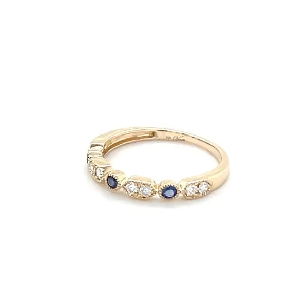 14K Yellow Gold Diamond and Sapphire Band