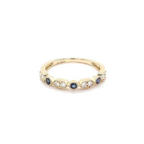 14K Yellow Gold Diamond and Sapphire Band