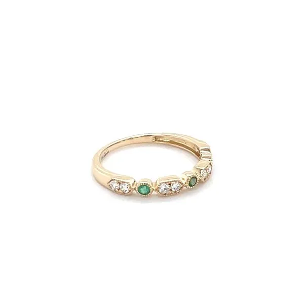 14K Yellow Gold Estate Diamond and Emerald Band