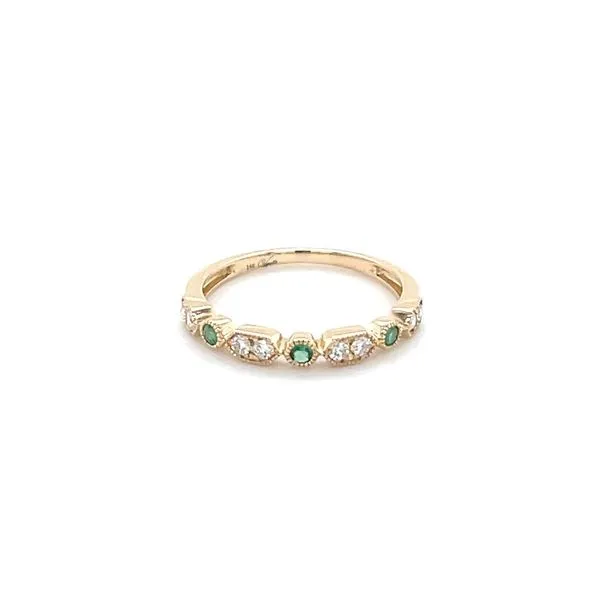 14K Yellow Gold Estate Diamond and Emerald Band