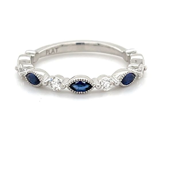 Platinum Sapphire and Diamond Half Anniversary Wedding Band Image 3 Minor Jewelry Inc. Nashville, TN
