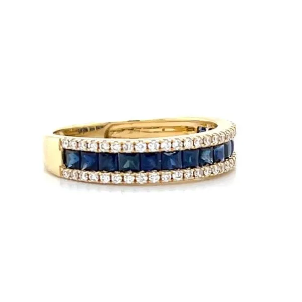18K Yellow Gold Sapphire and Diamond Wedding Band Image 2 Minor Jewelry Inc. Nashville, TN