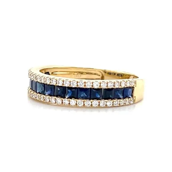 18K Yellow Gold Sapphire and Diamond Wedding Band Image 3 Minor Jewelry Inc. Nashville, TN