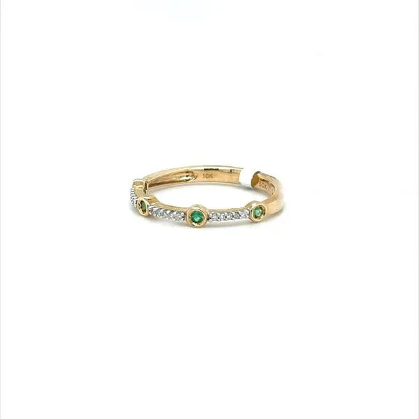 10K Yellow Gold Emerald and Diamond Wedding Band Image 2 Minor Jewelry Inc. Nashville, TN