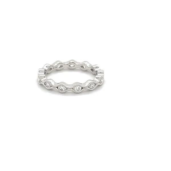 14K White Gold Milgrain Diamond Eternity Band Image 2 Minor Jewelry Inc. Nashville, TN