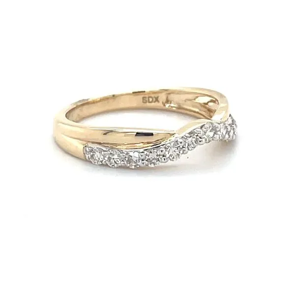 14K Yellow Gold Diamond Contour Shadow Wedding Band Image 3 Minor Jewelry Inc. Nashville, TN