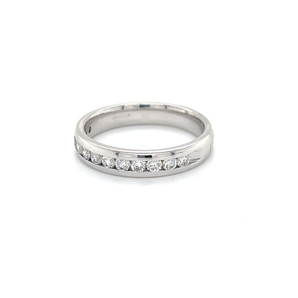 14K White Gold Rhodium-Plated Estate Mined Diamond Channel-Set Wedding Band Image 2 Minor Jewelry Inc. Nashville, TN