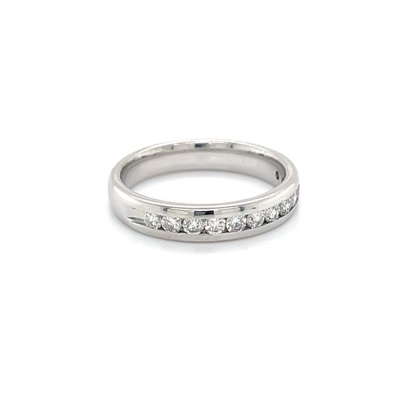 14K White Gold Rhodium-Plated Estate Mined Diamond Channel-Set Wedding Band Image 3 Minor Jewelry Inc. Nashville, TN