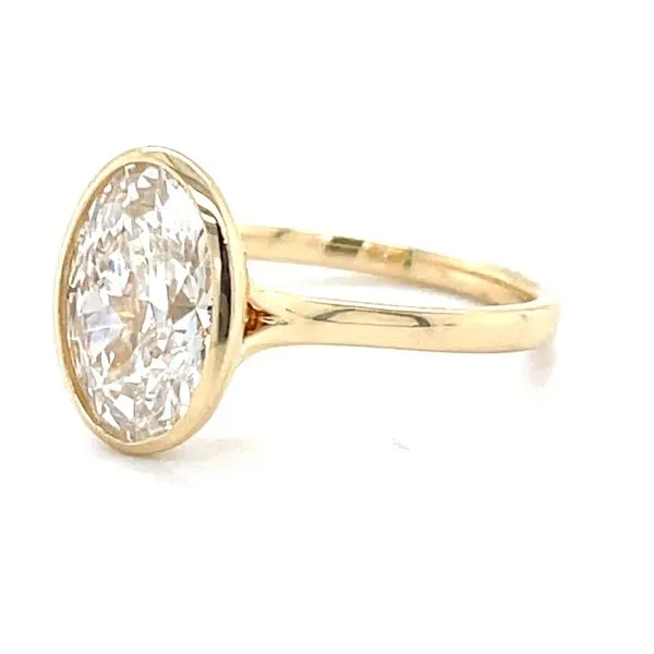14K Yellow Gold 3ct  Oval-Cut Lab Diamond Bezel-Set Solitaire Engagement Ring Image 2 Minor Jewelry Inc. Nashville, TN