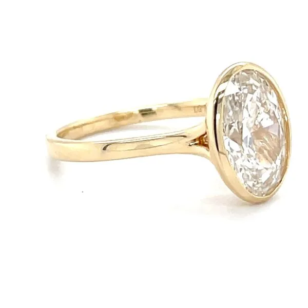 14K Yellow Gold 3ct  Oval-Cut Lab Diamond Bezel-Set Solitaire Engagement Ring Image 3 Minor Jewelry Inc. Nashville, TN