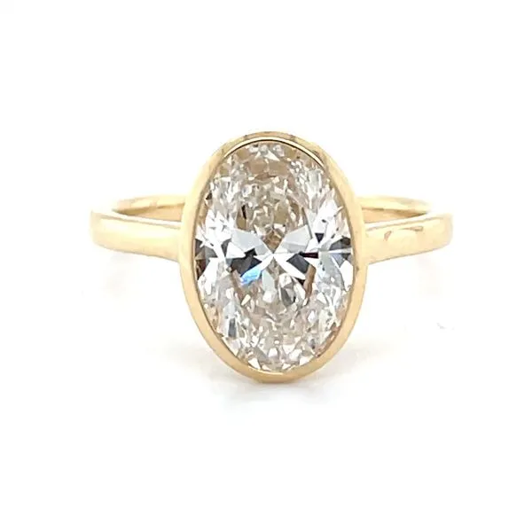 14K Yellow Gold 3ct  Oval-Cut Lab Diamond Bezel-Set Solitaire Engagement Ring Minor Jewelry Inc. Nashville, TN