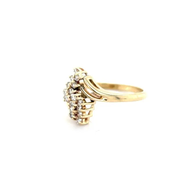 14K Yellow Gold Diamond Cluster Fashion Ring