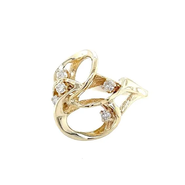 14K Yellow Gold Free Form Diamond Ring