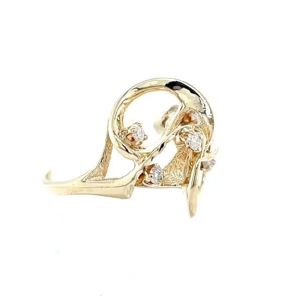 14K Yellow Gold Free Form Diamond Ring