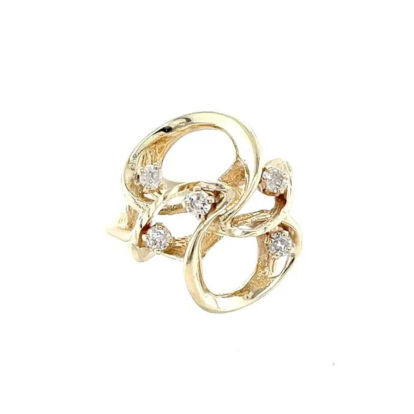 14K Yellow Gold Free Form Diamond Ring