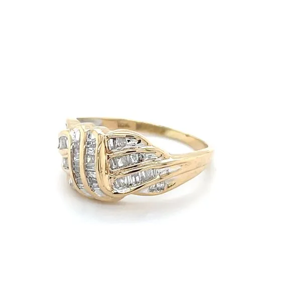 14K Yellow Gold Baguette Diamond Cluster Ring