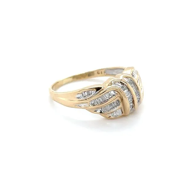14K Yellow Gold Baguette Diamond Cluster Ring