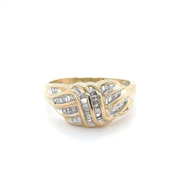 14K Yellow Gold Baguette Diamond Cluster Ring