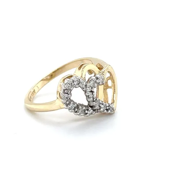 14K Yellow and White Gold Estate Mined Diamond Overlappin...